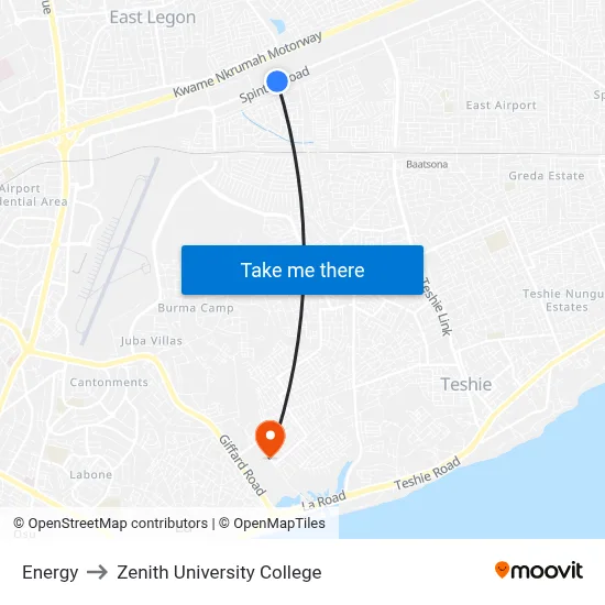 Energy to Zenith University College map
