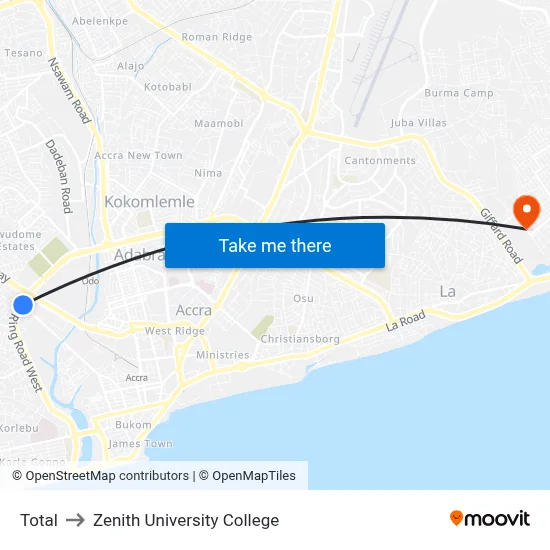 Total to Zenith University College map