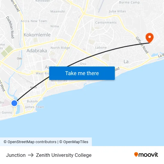 Junction to Zenith University College map
