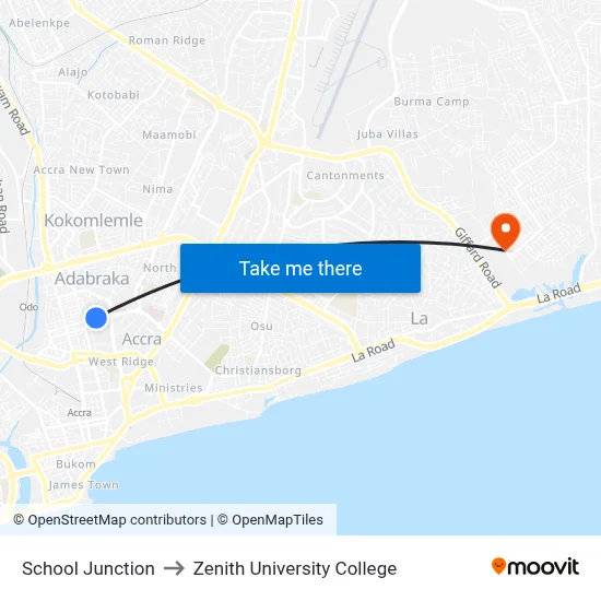 School Junction to Zenith University College map
