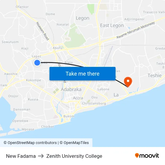 New Fadama to Zenith University College map