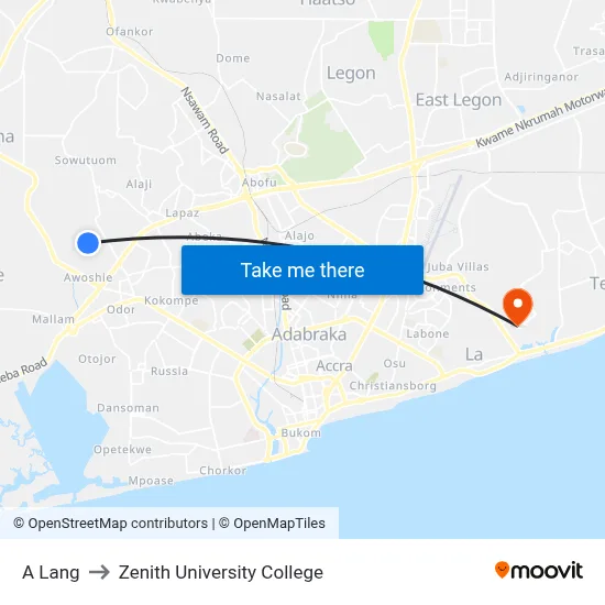 A Lang to Zenith University College map