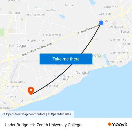 Under Bridge to Zenith University College map