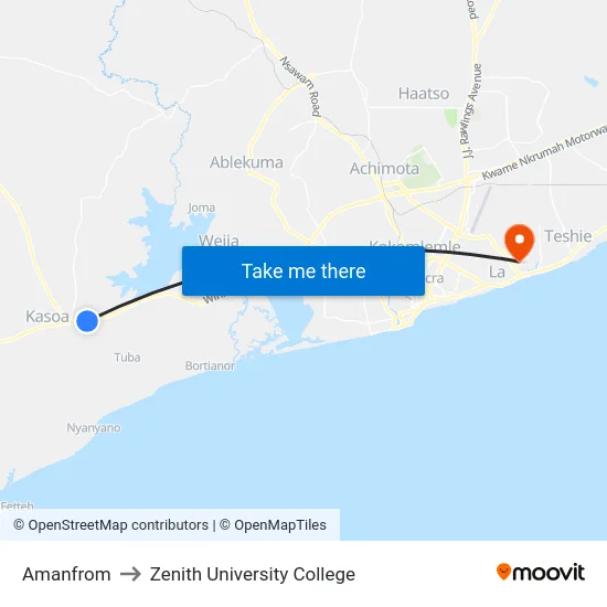 Amanfrom to Zenith University College map