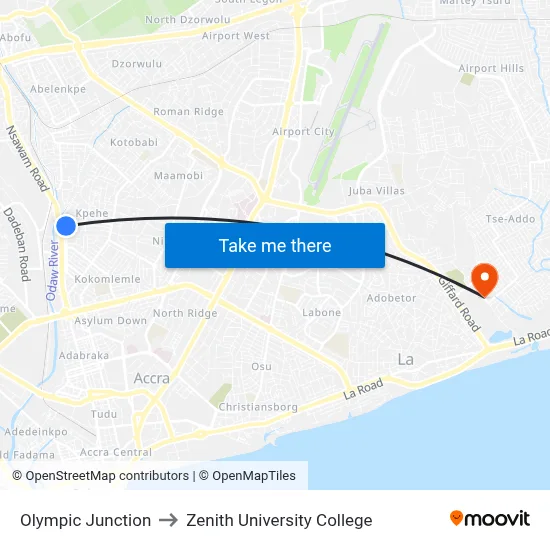 Olympic Junction to Zenith University College map