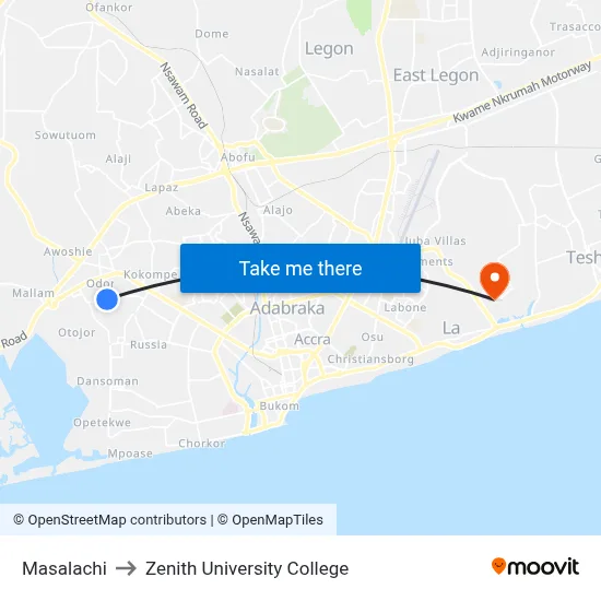 Masalachi to Zenith University College map