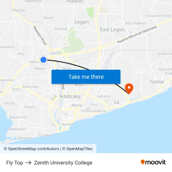 Fly Top to Zenith University College map