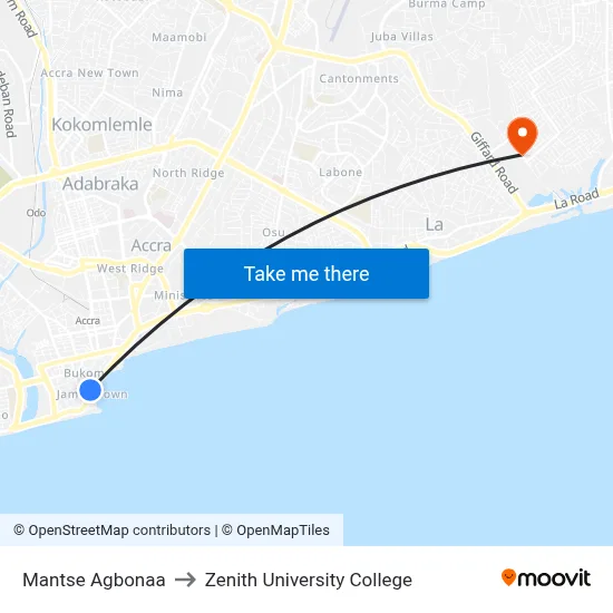 Mantse Agbonaa to Zenith University College map