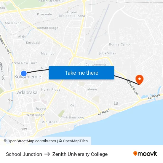 School Junction to Zenith University College map
