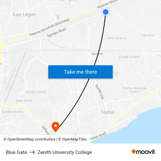 Blue Gate to Zenith University College map