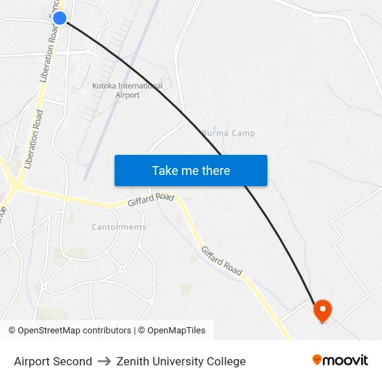 Airport Second to Zenith University College map