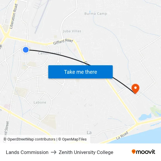 Lands Commission to Zenith University College map