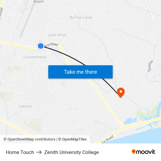 Home Touch to Zenith University College map