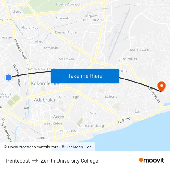 Pentecost to Zenith University College map