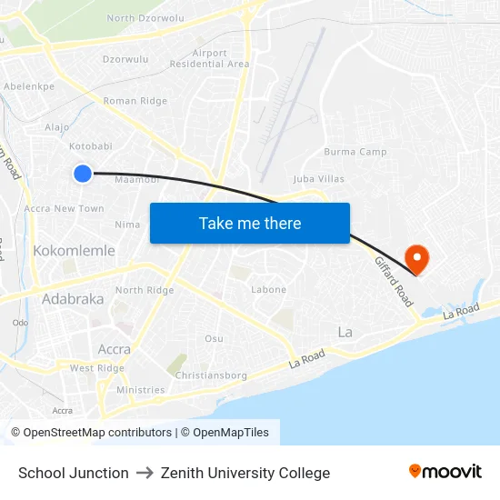 School Junction to Zenith University College map