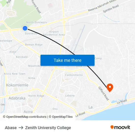 Abase to Zenith University College map