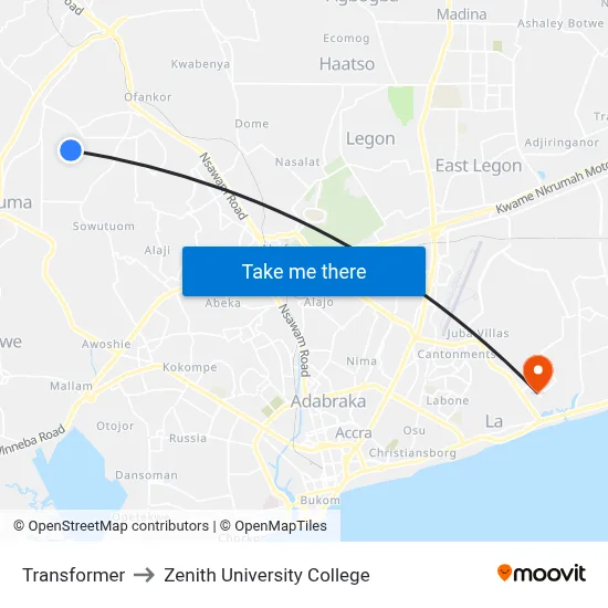 Transformer to Zenith University College map
