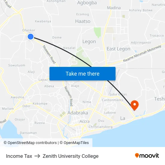 Income Tax to Zenith University College map