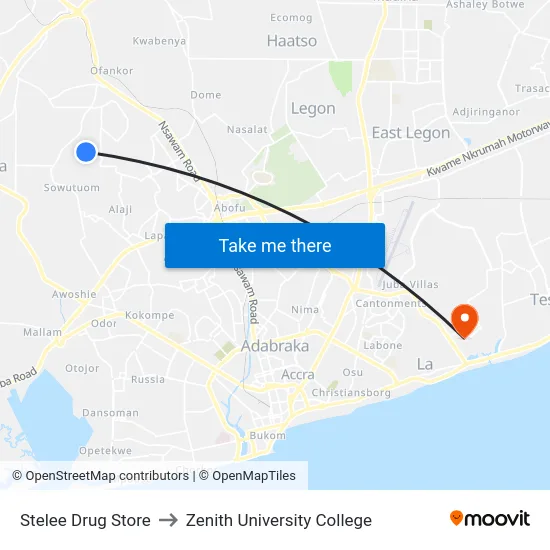 Stelee Drug Store to Zenith University College map