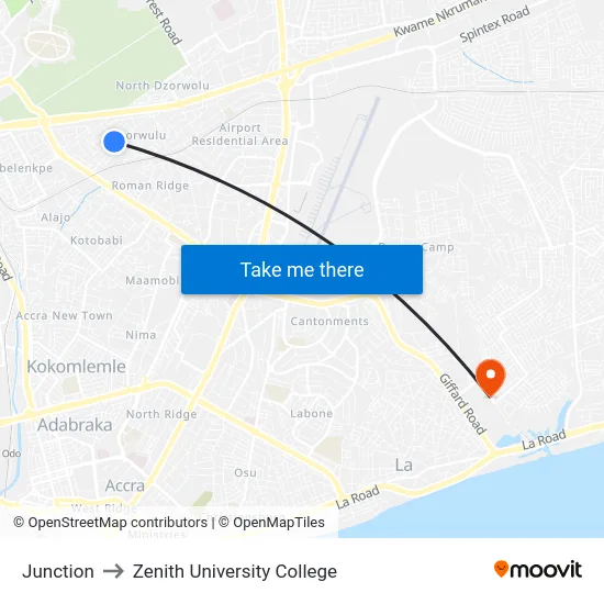 Junction to Zenith University College map