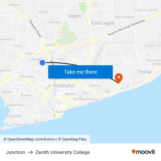 Junction to Zenith University College map