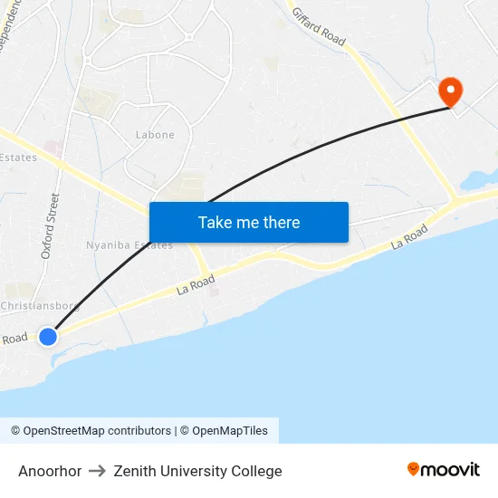 Anoorhor to Zenith University College map