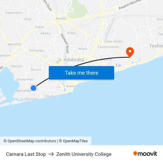 Camara Last Stop to Zenith University College map