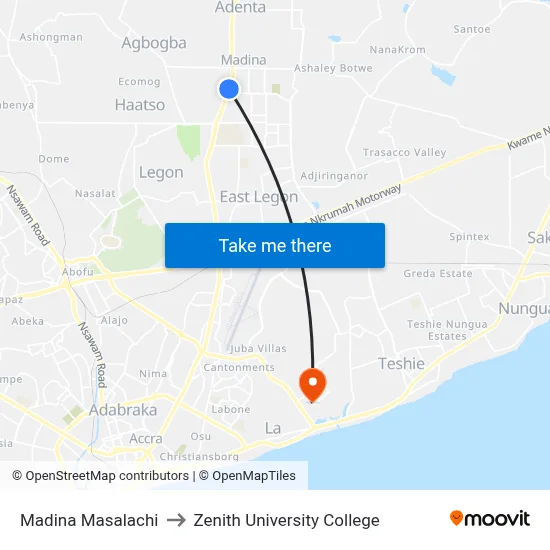 Madina Masalachi to Zenith University College map
