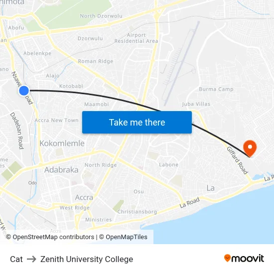 Cat to Zenith University College map