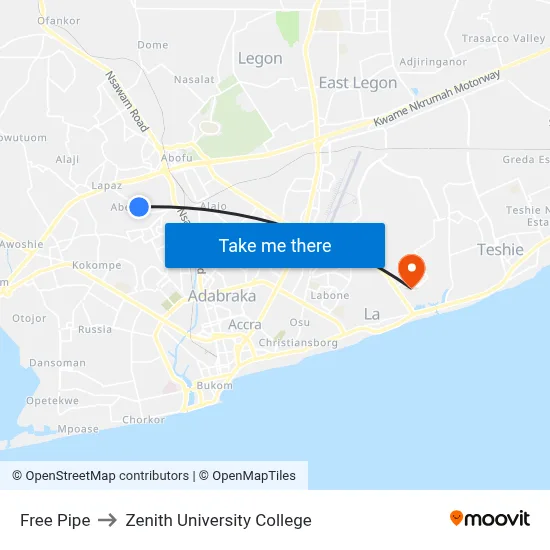 Free Pipe to Zenith University College map