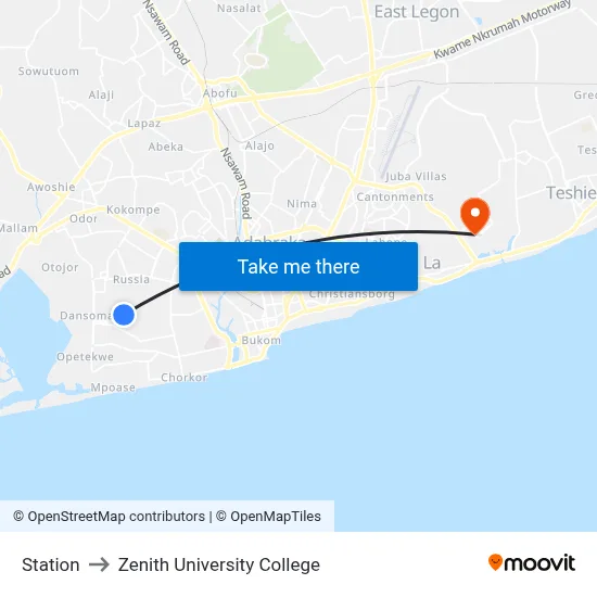 Station to Zenith University College map