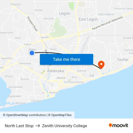 North Last Stop to Zenith University College map