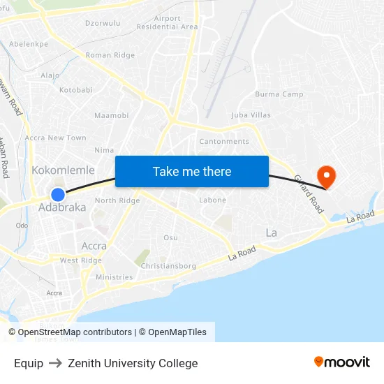 Equip to Zenith University College map