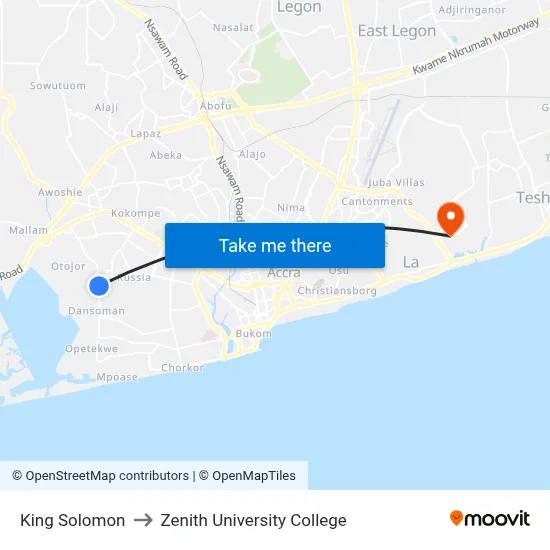 King Solomon to Zenith University College map