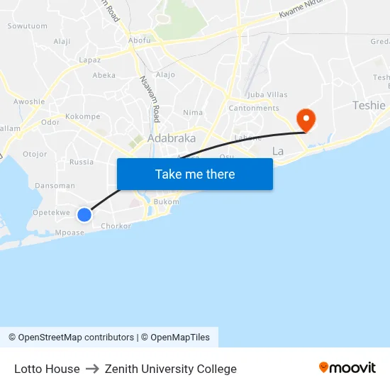 Lotto House to Zenith University College map
