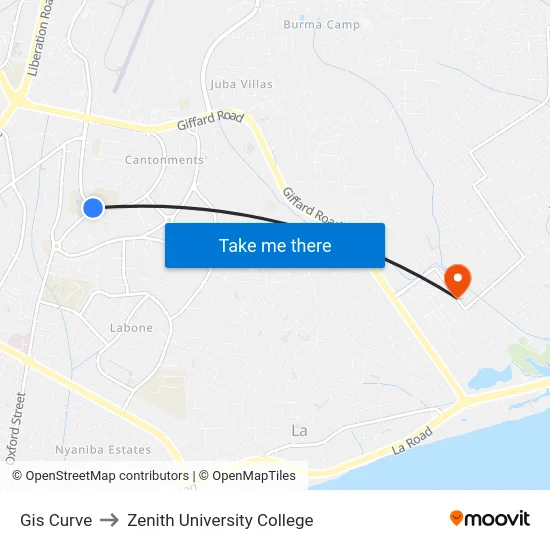 Gis Curve to Zenith University College map
