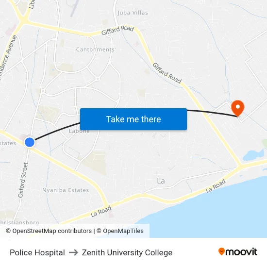 Police Hospital to Zenith University College map