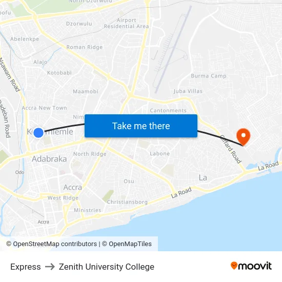 Express to Zenith University College map