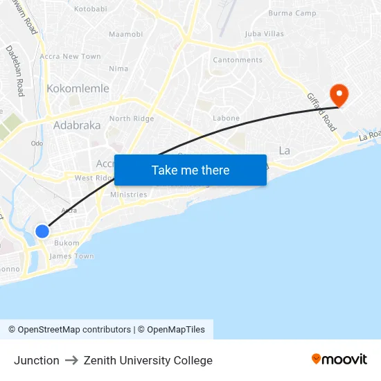 Junction to Zenith University College map
