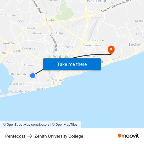 Pentecost to Zenith University College map