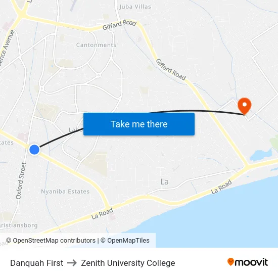 Danquah First to Zenith University College map