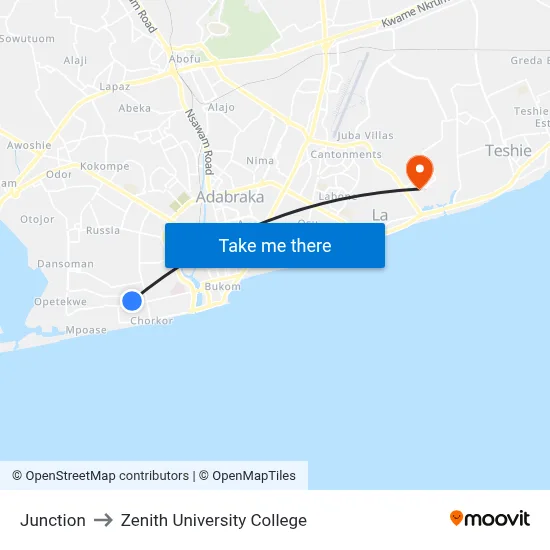 Junction to Zenith University College map