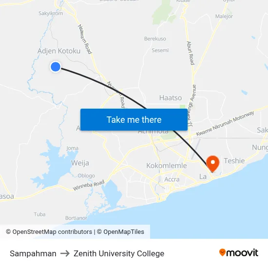 Sampahman to Zenith University College map