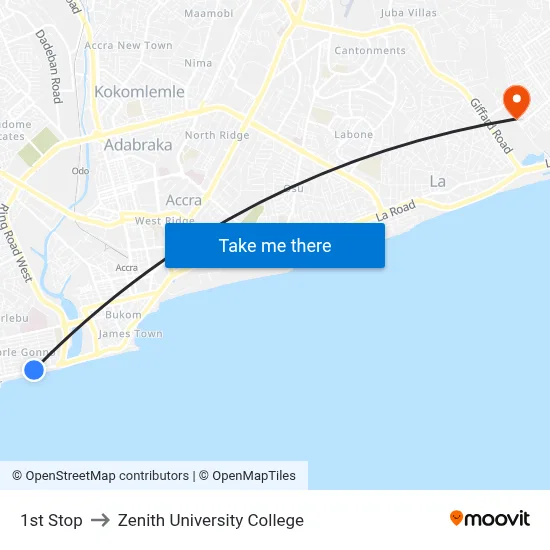 1st Stop to Zenith University College map