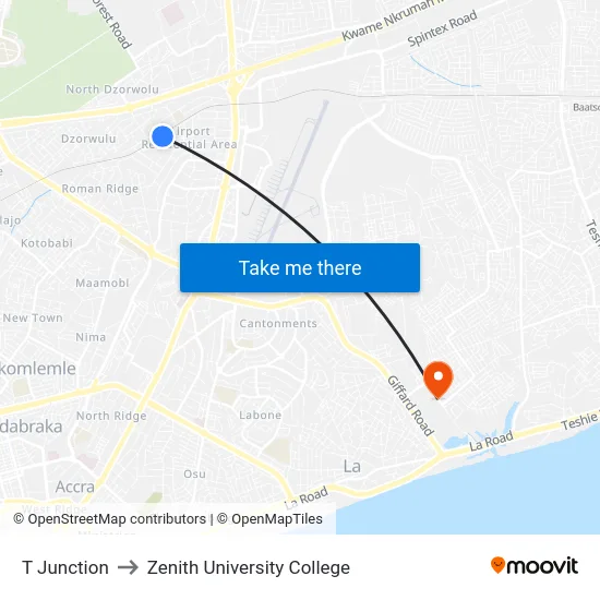 T Junction to Zenith University College map