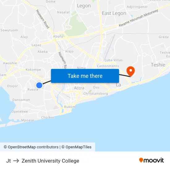 Jt to Zenith University College map