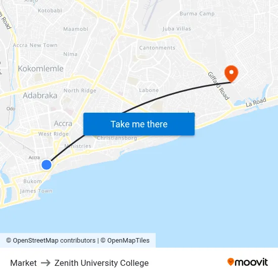 Market to Zenith University College map