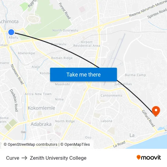 Curve to Zenith University College map
