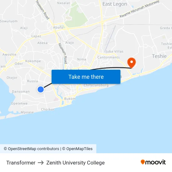 Transformer to Zenith University College map