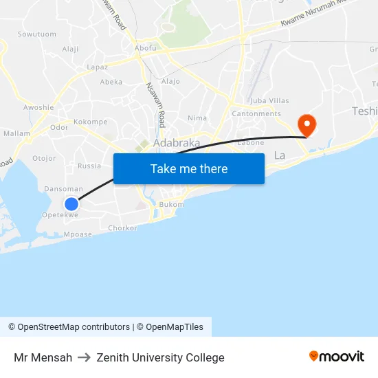 Mr Mensah to Zenith University College map